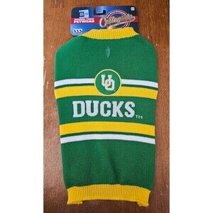 Oregon Ducks Pet Apparel Medium New Dog Sweater Coat Green Yellow Football
